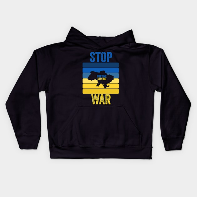 Stop War, Ukraine strong Kids Hoodie by ComPix